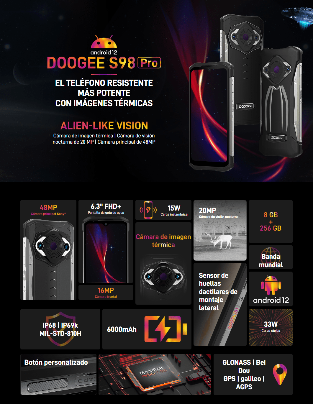 Doogee S98 Pro 256GB + 8GB Negro