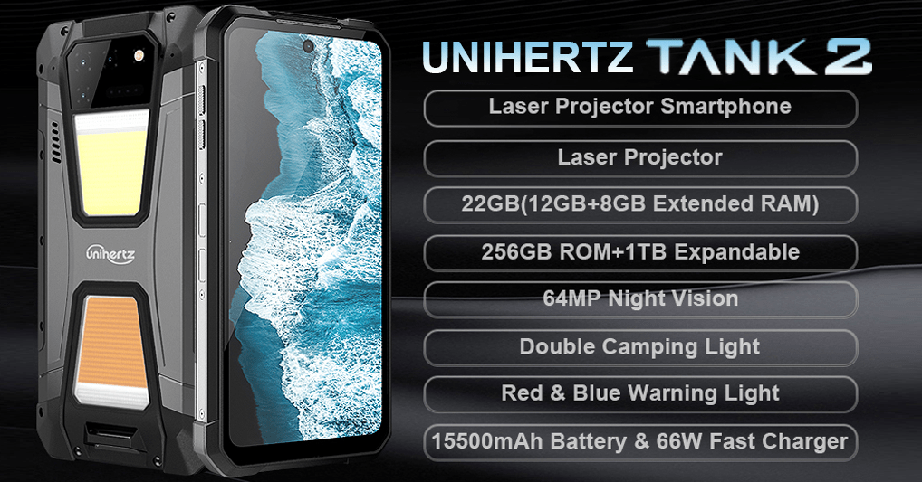  8849 Tank 2 Rugged Smartphone, 22GB+256GB Unlocked Rugged Phone  with Projector, 6.79 4G Waterproof Cell Phone with Camping Light, 15500mAh  64MP Night Vision Android 13 Phone Unlocked, OTG/NFC : Cell Phones